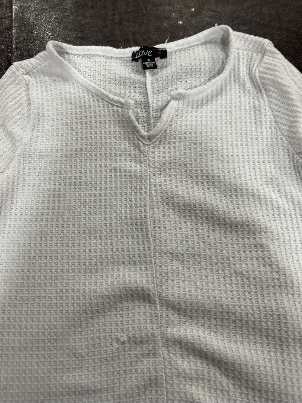 Love White Waffle Knit Notch-Neck Top